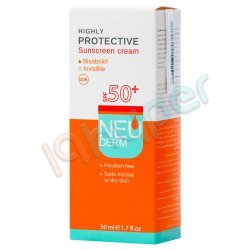 کرم ضد آفتاب فاقد رنگ مناسب پوستهای خشک و معمولی با SPF 50 نئودرم 50 میلی لیتر
