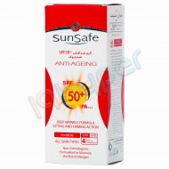 کرم ضد آفتاب و ضد چروک مناسب انواع پوستها با SPF 50 سان سیف 50 گرم