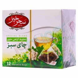 چای سبز کیسه ای مخلوط گیاهی سحرخیز 12 عدد